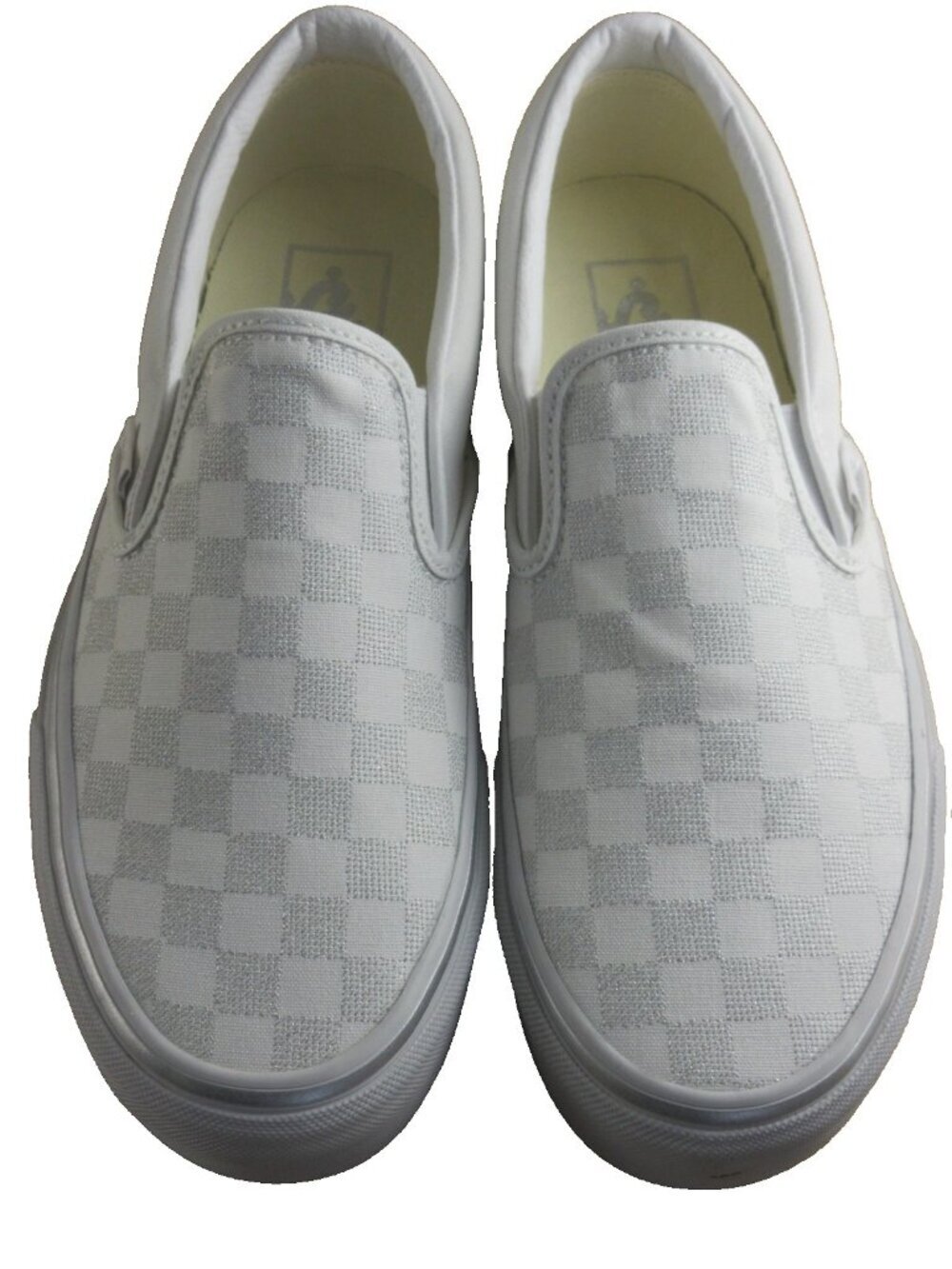 Vans Women's Classic Slip On Platform Metallic Checkerboard Silver Shoes Sizes - Picture 4 of 8